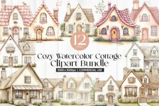 Cozy Watercolor Cottage Clipart Bundle Graphic by Dreamy Cliparts ...