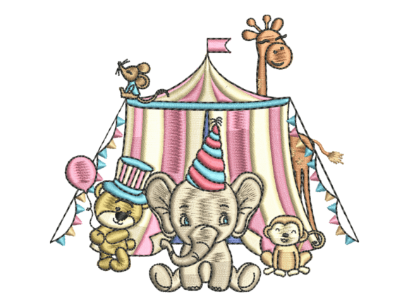 Cute Circus Animals Embroidery