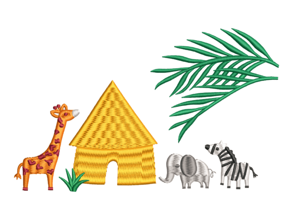 Cute Safari Animals Embroidery