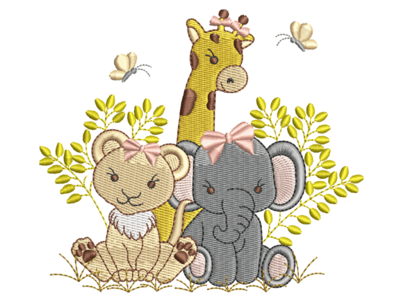 Cute Safari Animals Embroidery