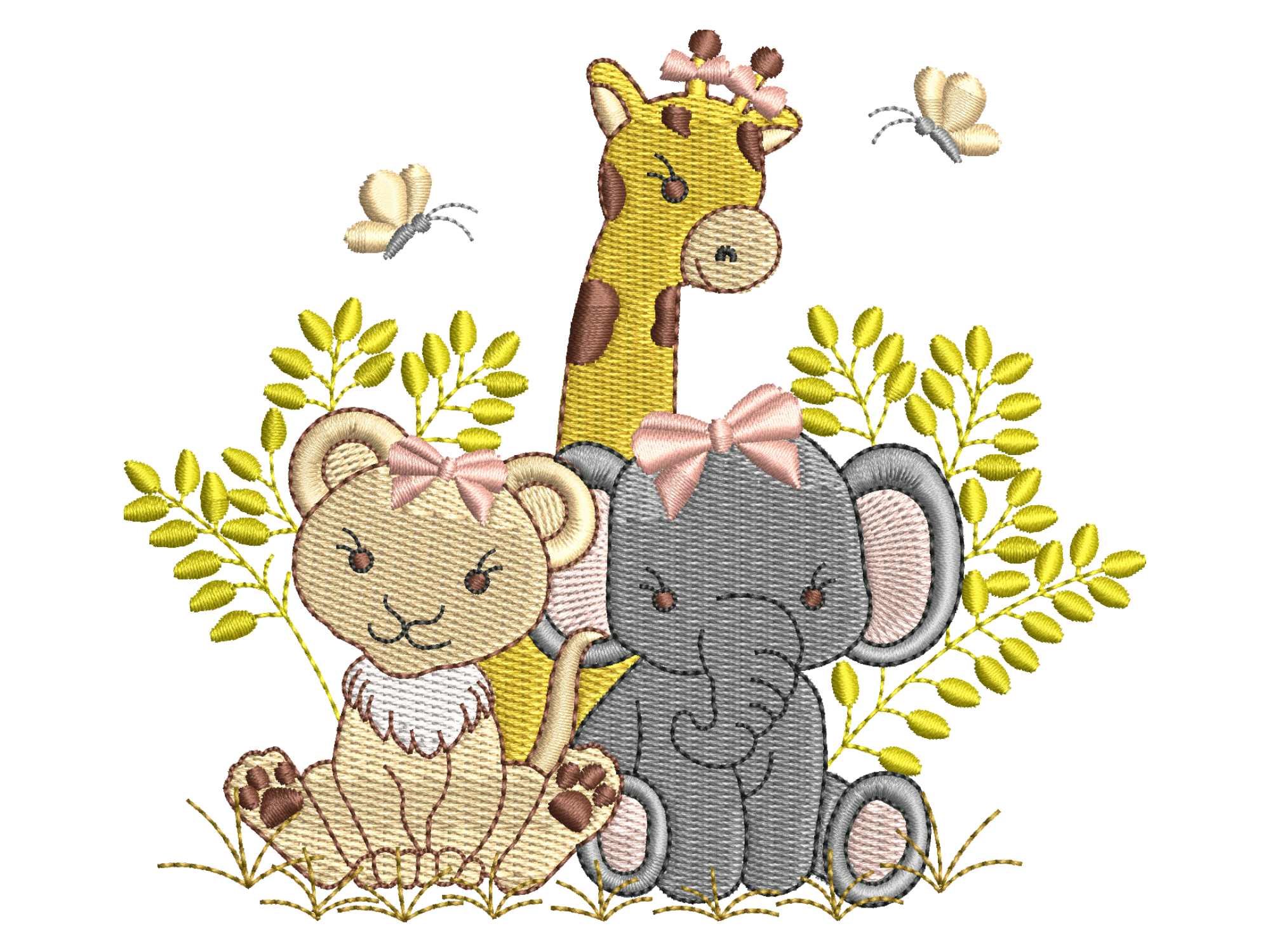 Cute Safari Animals Embroidery