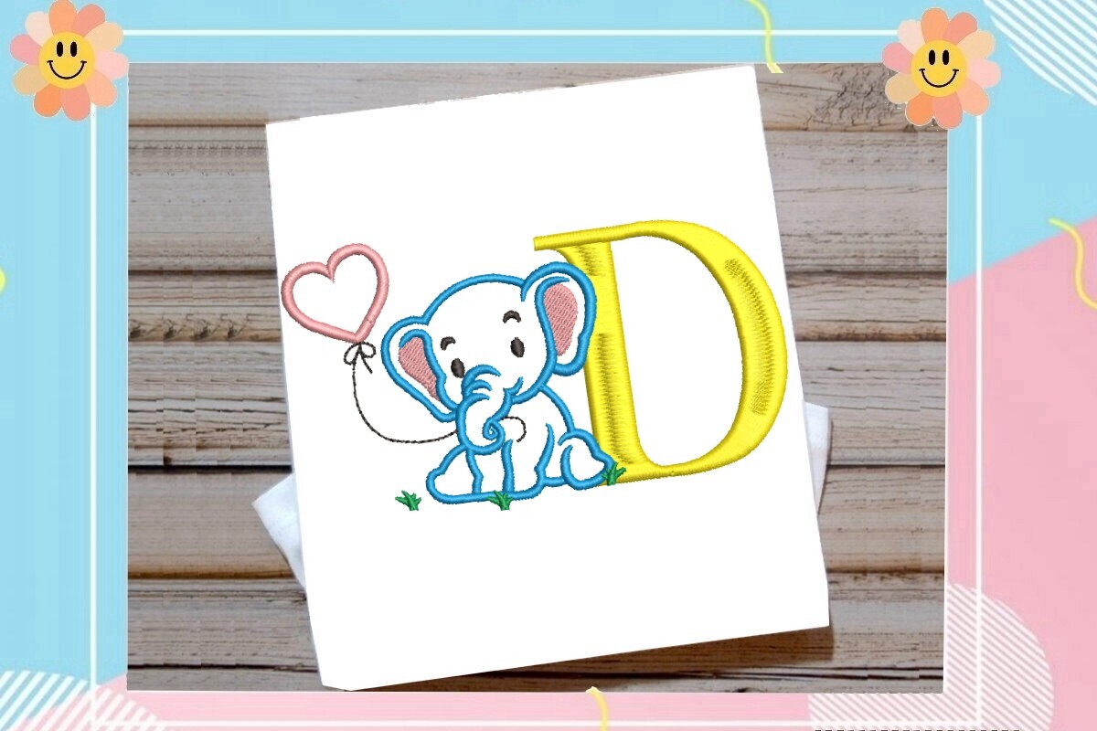 D Letter Cute Elephant Decor