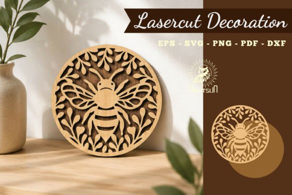Floral Bee Lasercut Decoration SVG 1 Laser Cutting By NightSun