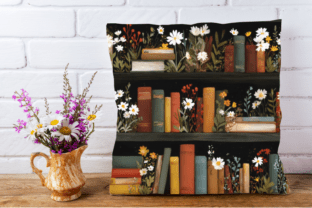 Floral Bookshelf Library Digital Pattern Graphic by Creative River ...