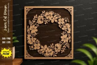 Floral Wreath Square Frame Laser Cut · Creative Fabrica