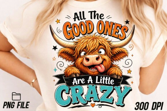 Funny Crazy Highland Cow Sarcastic PNG Graphic T-shirt Designs By PrintExpert