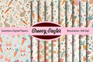 Groovy Easter Seamless Digital Paper Graphic by Colourful · Creative ...