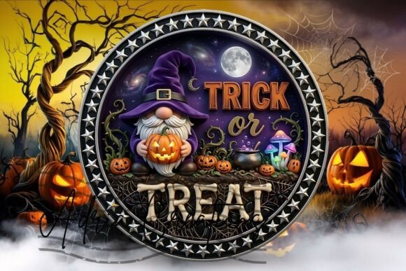Halloween Door Sign, Gnome Wind Spinner Graphic Crafts By Adria Creations