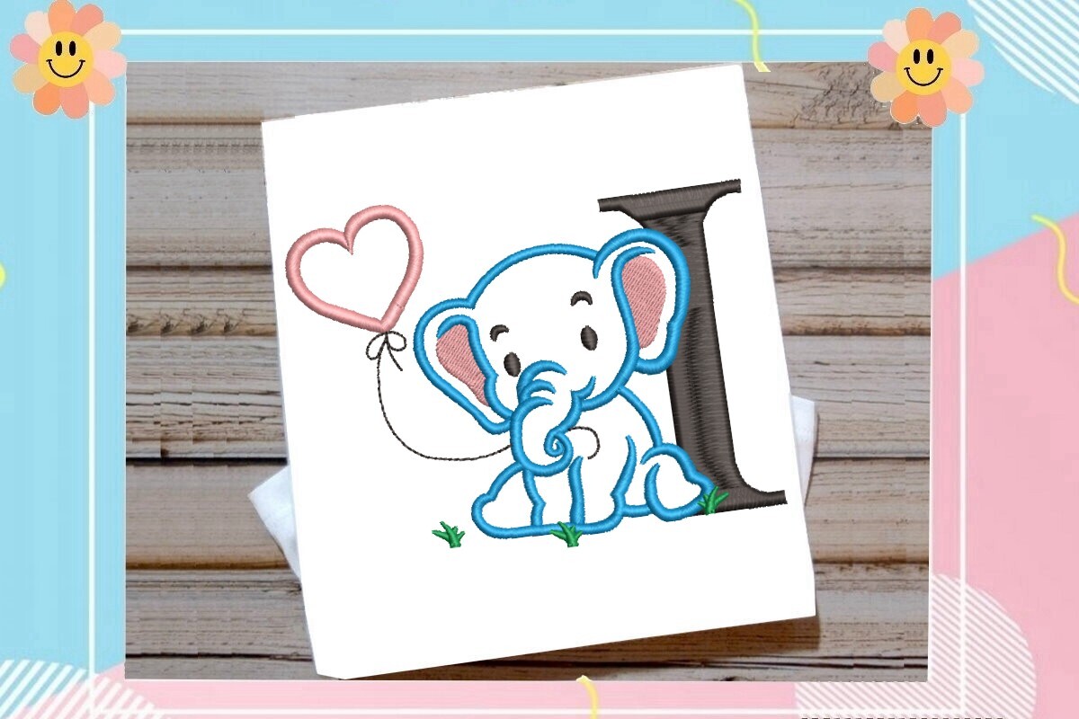 I Letter Cute Elephant Decor