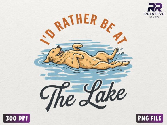 I'd Rather Be at the Lake Dog PNG Gráfico Ilustrações em IA Por RR Printive Studio