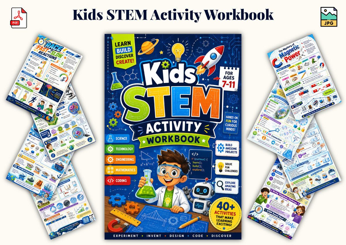 Kids STEM Activity Workbook Graphic by KDPLab · Creative Fabrica