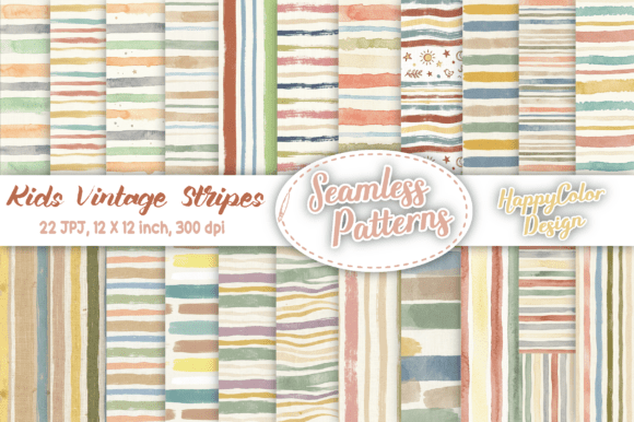 Kids Vintage Stripes Seamless Patterns