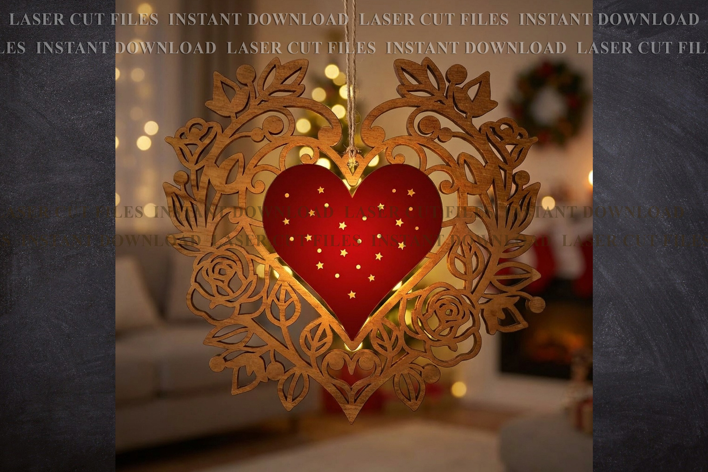 Led Light Heart Ornament Svg Laser Cut Graphic by Cornelia · Creative ...