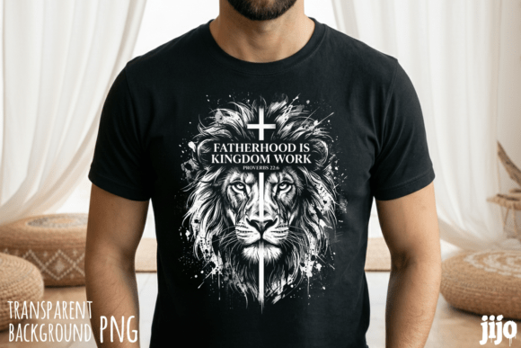 Lion Christian Fatherhood Cross PNG