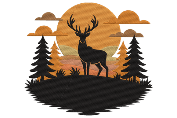 Majestic Deer Forest Sunset