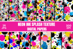 Neon Ink Splash Texture Digital Papers Graphic by Creative River ...