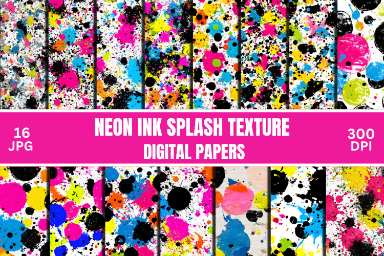 Neon Ink Splash Texture Digital Papers Graphic by Creative River ...
