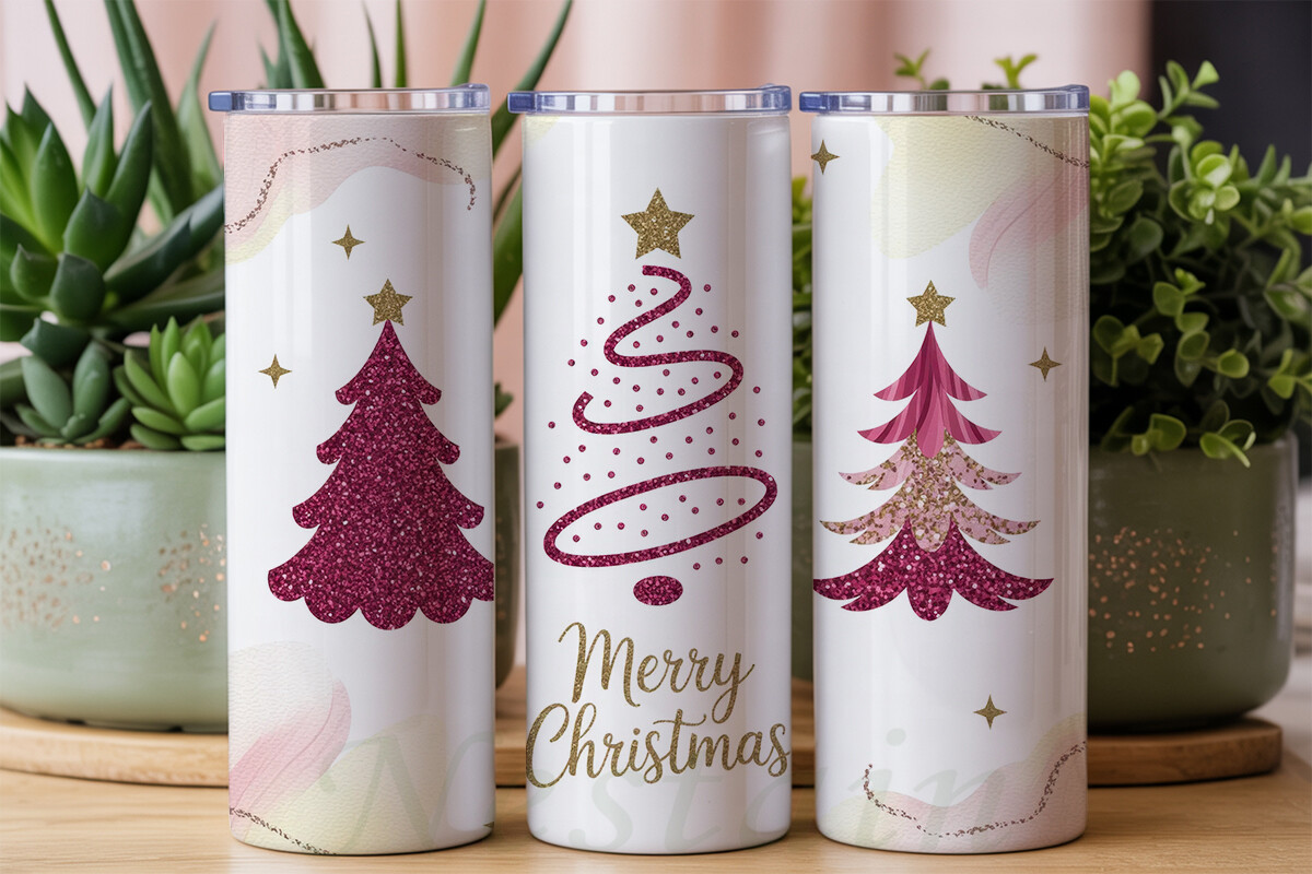 Pink Gold Glitter Christmas Tree Wrap