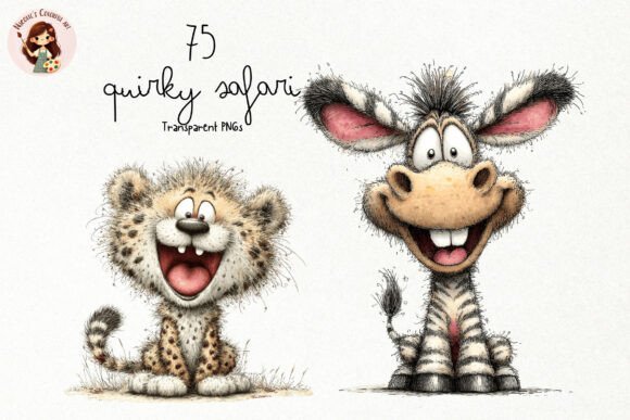 Quirky Safari Animals PNG Clipart Graphic Illustrations By Nicolle's Colorful Art