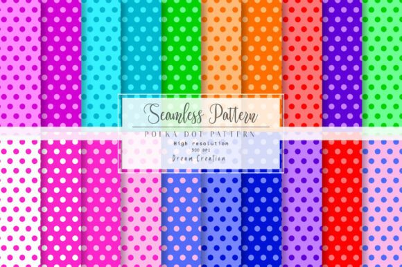 Rainbow Polka Dot Digital Paper Graphic Patterns By Dream Creation