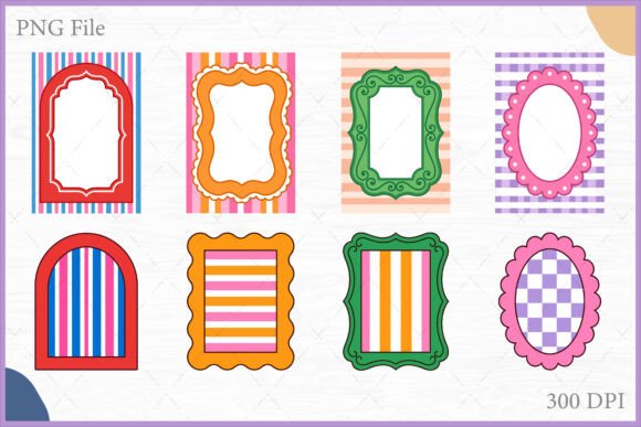 Retro Coquette Frame PNG Clipart Bundle Graphic Illustrations By Gfx_Expert_Team