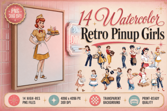 Retro Pinup Girl Clipart Rockabilly PNG