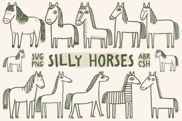 Silly Horses SVG, PNG, ABR & CSH Bundle Afbeelding Borstels Door HG Designs
