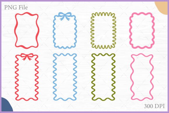 Squiggly Coquette Border Frame PNG Set Grafik Druckbare Illustrationen Von Gfx_Expert_Team