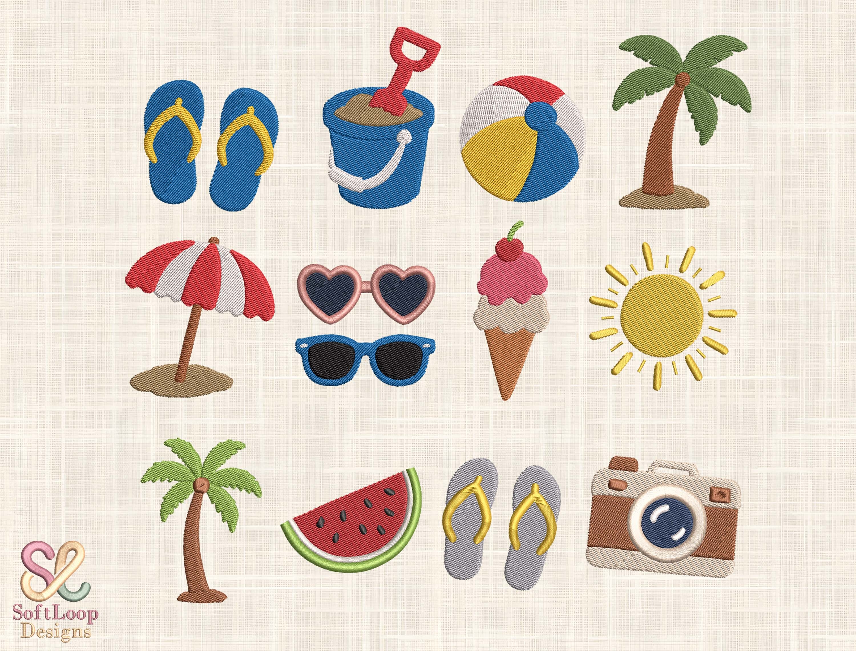 Summer Beach Embroidery Design Bundle
