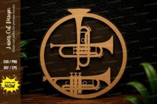 Trumpet Circle Laser Cut SVG Design · Creative Fabrica