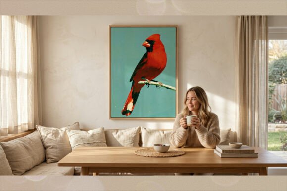 Vibrant Red Cardinal Impasto Art