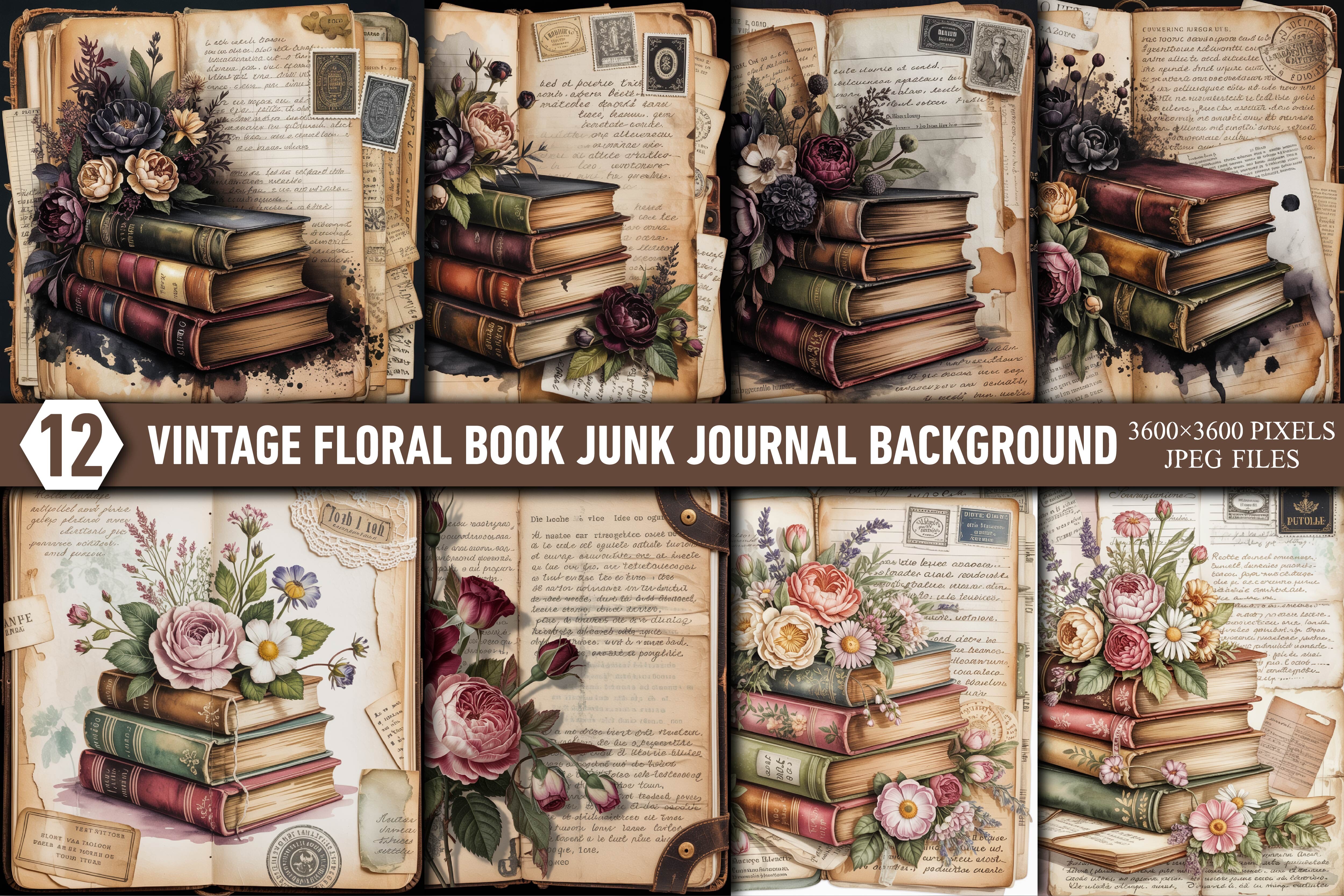 Vintage Floral Book Junk Journal Page