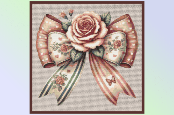 Vintage Rose Bow Cross Stitch Pattern