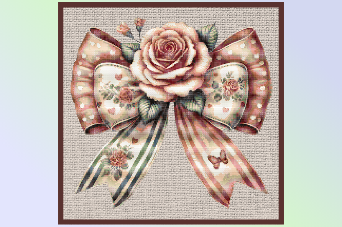 Vintage Rose Bow Cross Stitch Pattern