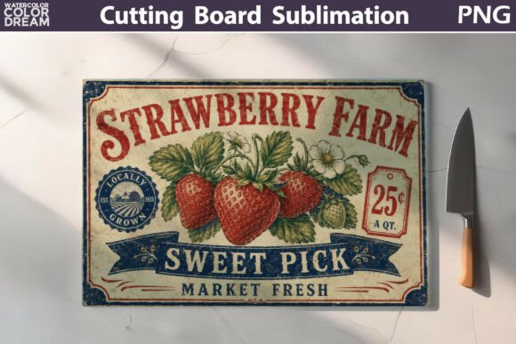 Vintage Strawberry Farm Art Afbeelding Afdrukbare Illustraties Door WatercolorColorDream
