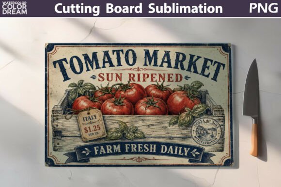 Vintage Tomato Market Art Graphic Illustrations By WatercolorColorDream