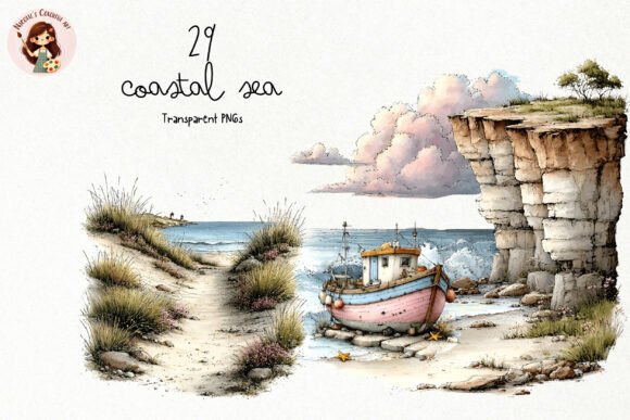Watercolor Coastal Summer PNG Clipart Graphic Illustrations By Nicolle's Colorful Art
