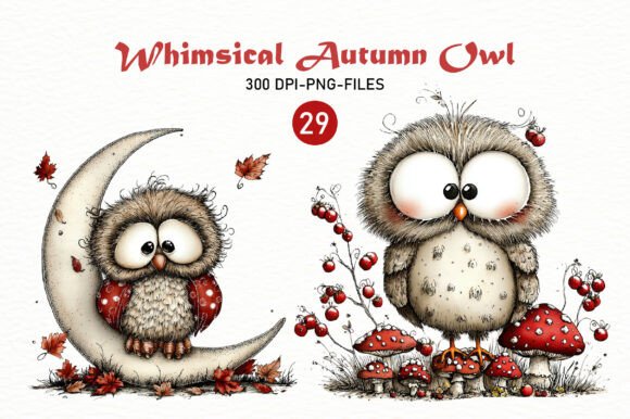 Whimsical Autumn Owl Clipart Grafik KI Illustrationen Von Designworld