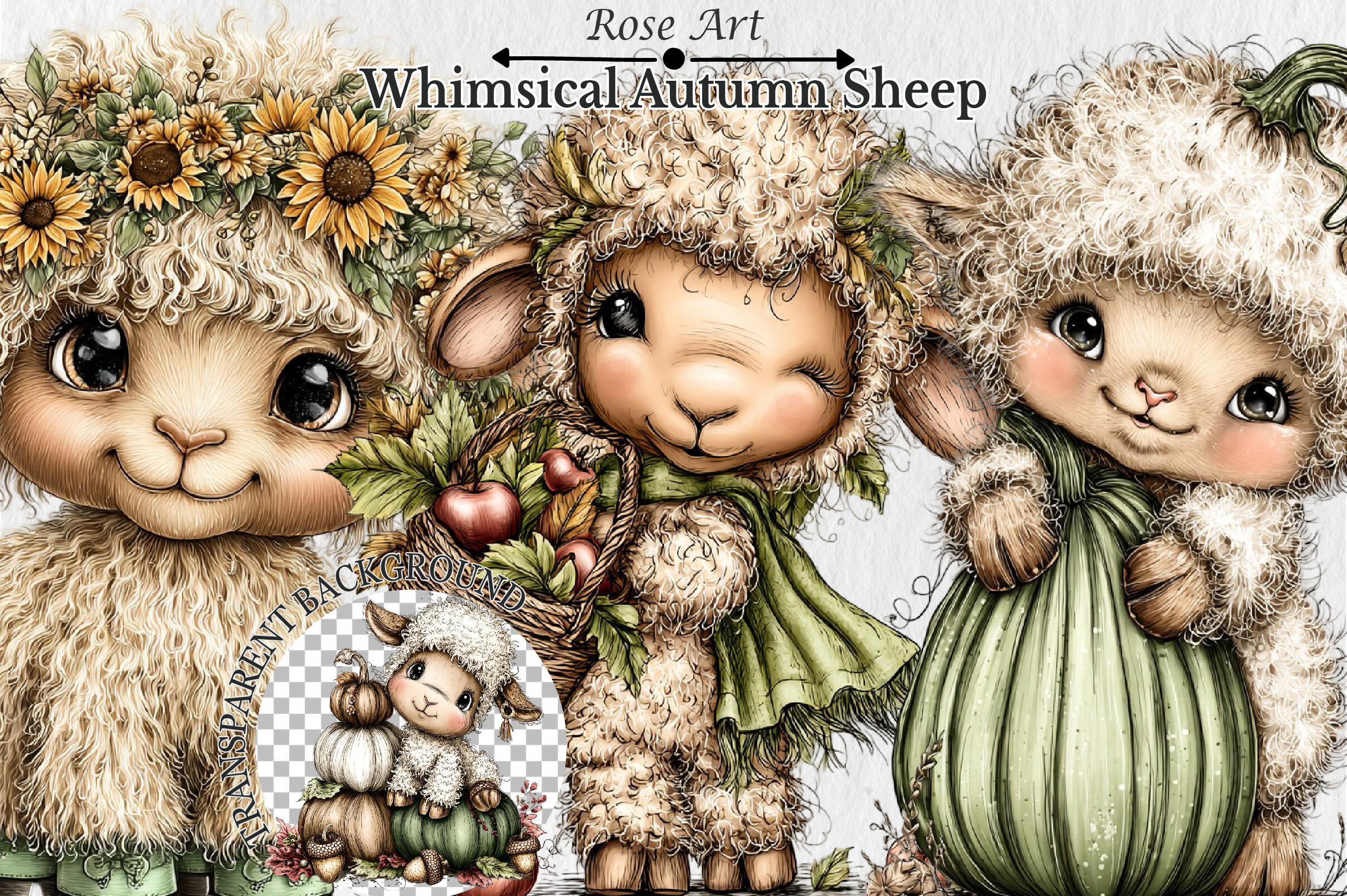 Whimsical Fall Autumn Sheep Clipart Graphic by Rose Art · Creative Fabrica