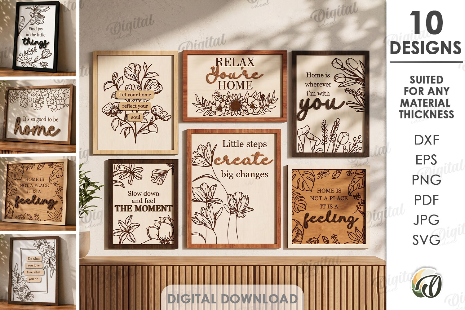 Wooden Home Decor Bundle Laser Cut · Creative Fabrica