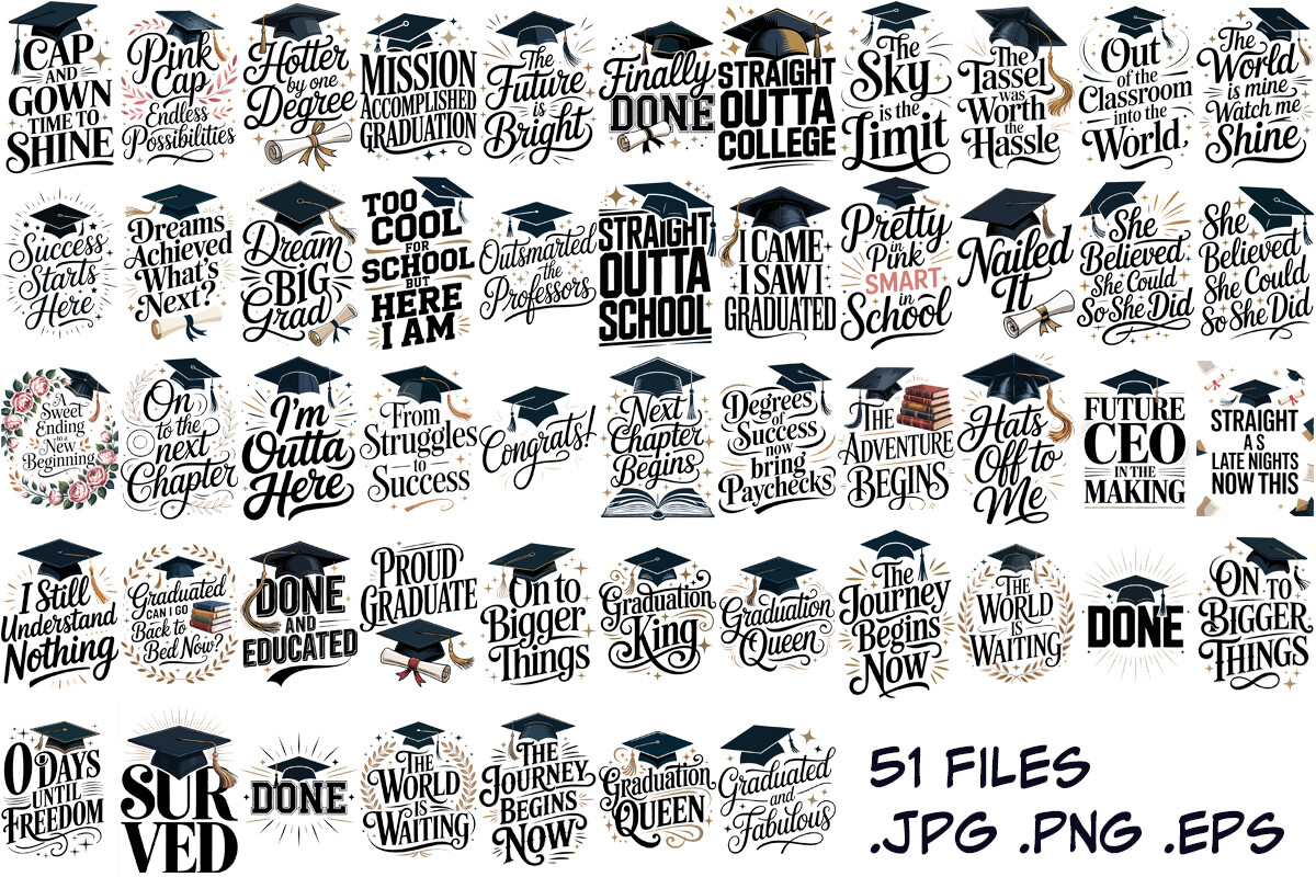 Graduation Writing Style Graduation Text Eps Graphic by Joanna Redesiuk · Creative Fabrica