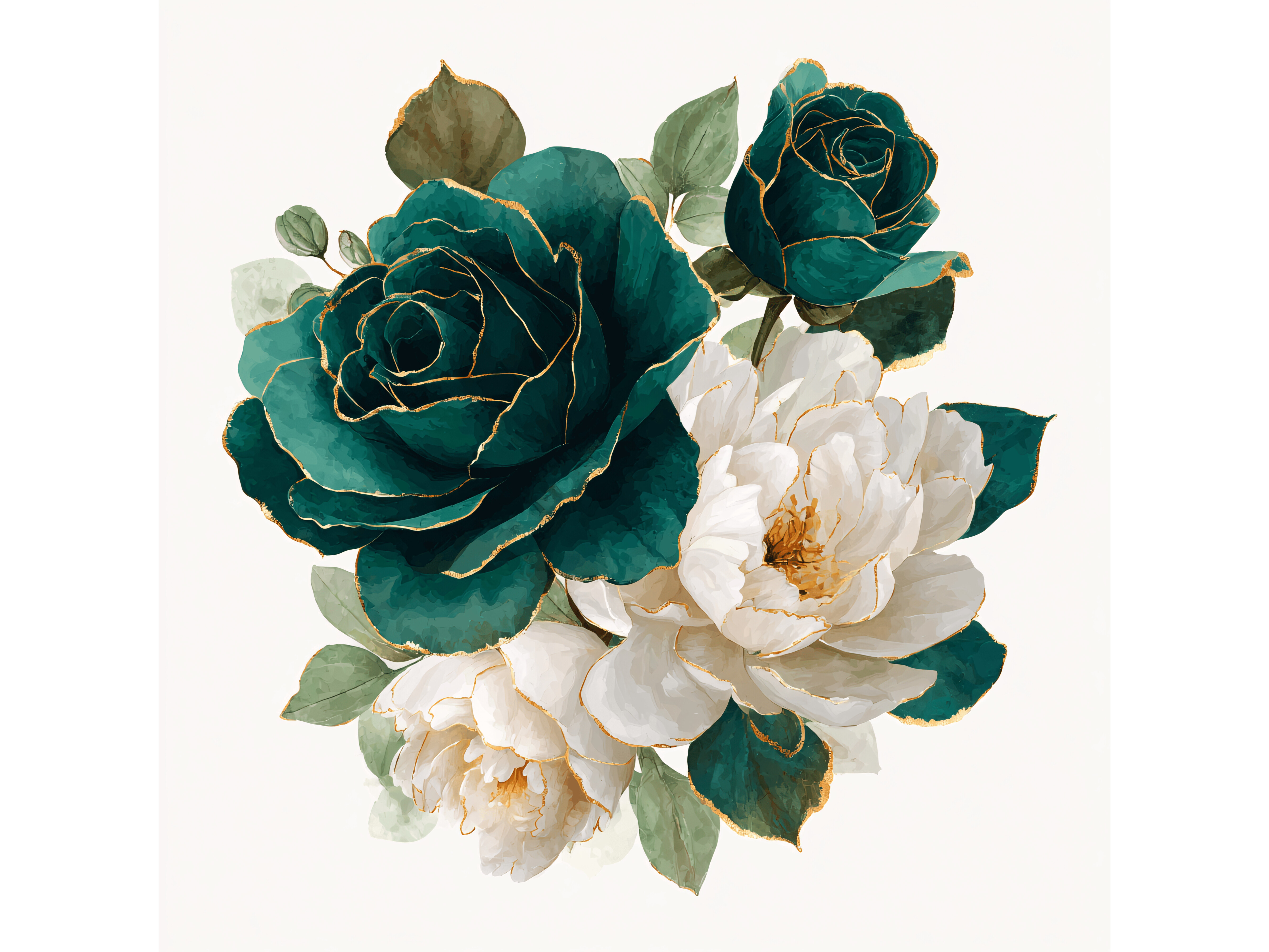 14 JPG Emerald Gold Floral Set