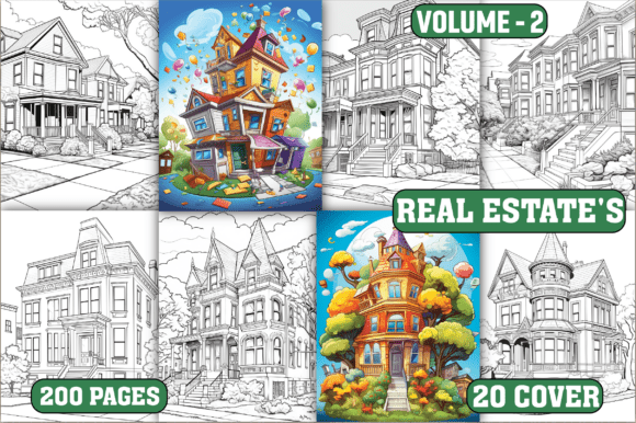 Preview of 200 Real Estate's Coloring Pages coloring pages for adults