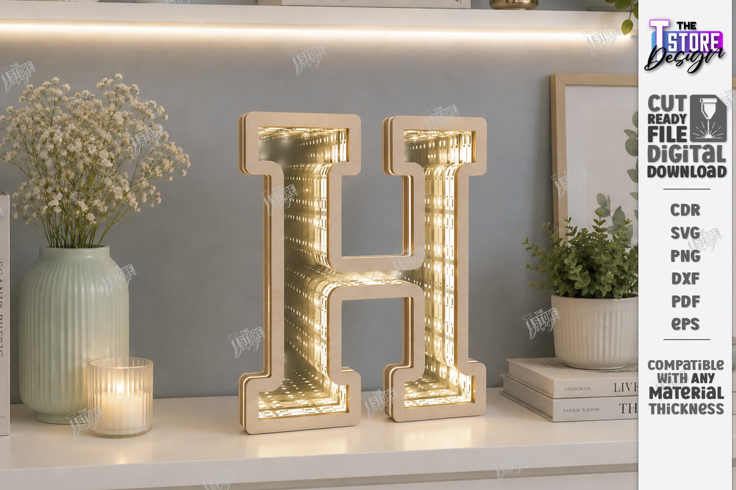 3D Infinity Mirror Letter Laser Cut |CNC · Creative Fabrica