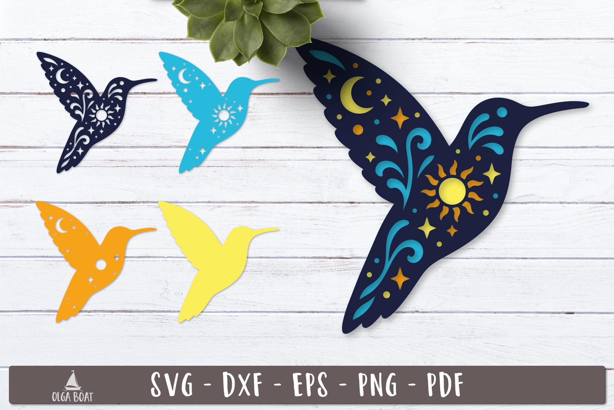 3d Celestial Hummingbird Layered SVG