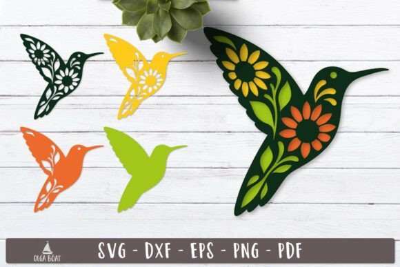 3d Floral Hummingbird Layered SVG Design Summer 3D SVG Craft By Olga Boat Design