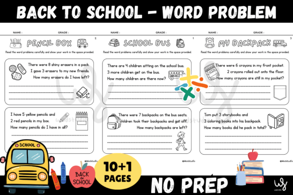 Back to School Math Word Problems Pack