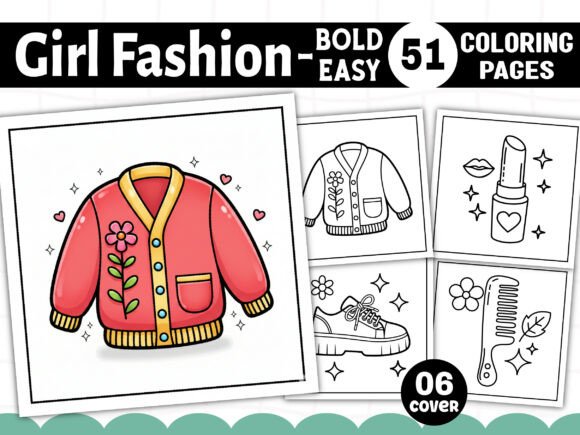 Bold and Easy Girl Fashion Coloring Book