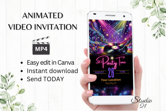 Canva Retro Party Invitation