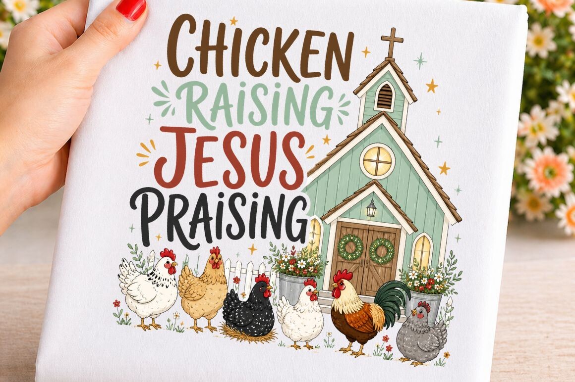 Chicken Raising Jesus Praising PNG Graphic by SVG Printables · Creative ...